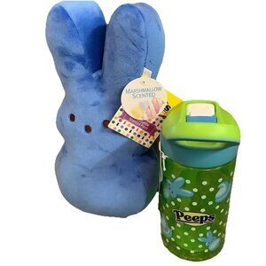 Peeps Blue 9" Marshmallow-Scented Bunny & Peeps Zak Leak Proof 16oz Bottle. New